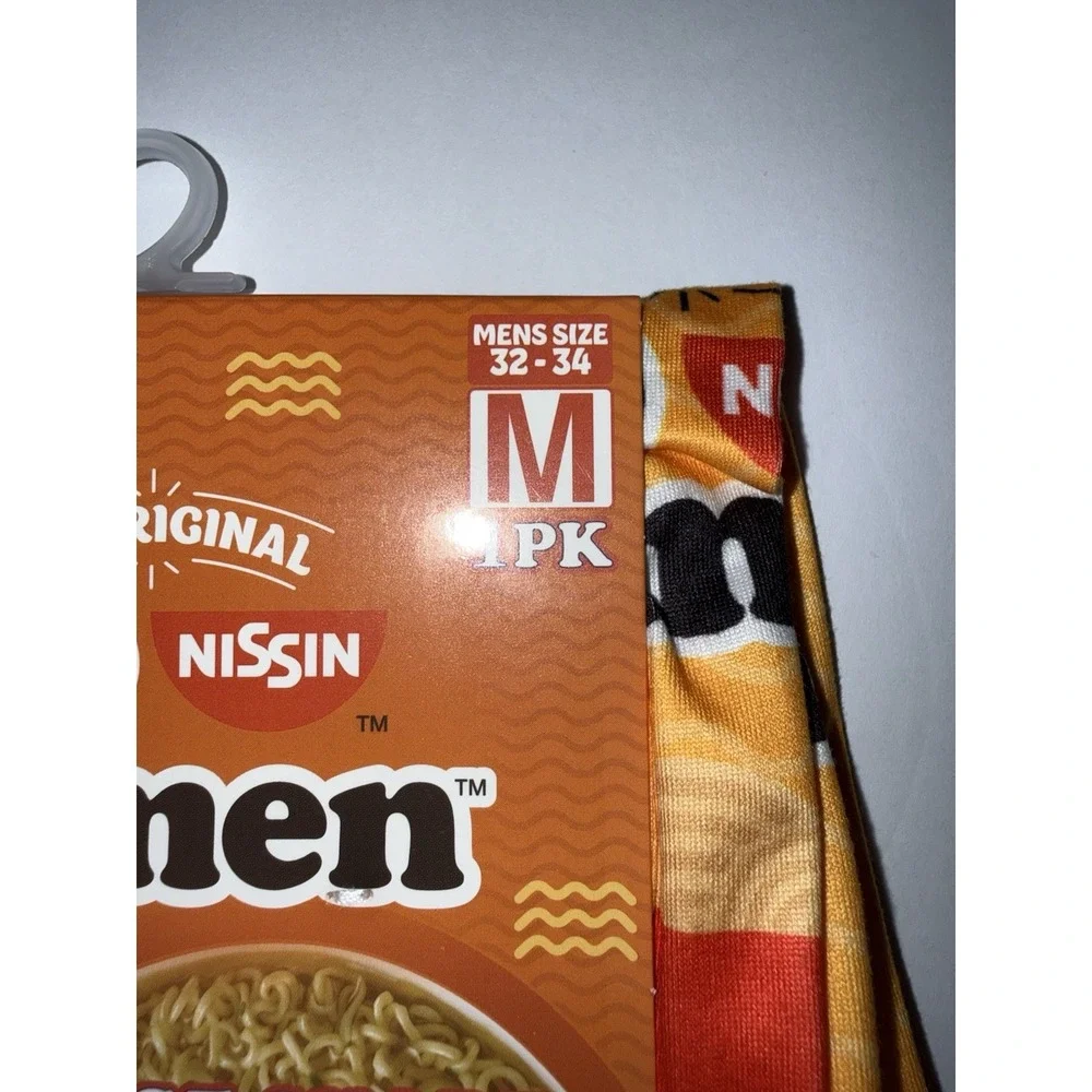 Nissin Top Ramen Men Medium Lounge Shorts Orange Novelty Funny Relax Gift NEW